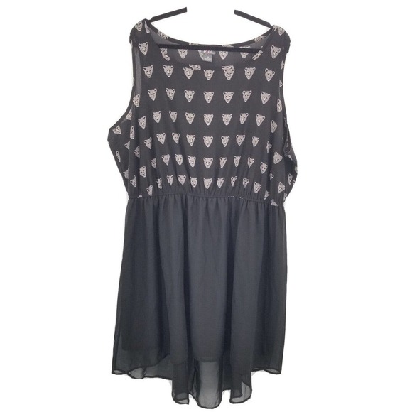 Dots leopard print high low dress womens plus size 24 black sleeveless blousan - Picture 12 of 12
